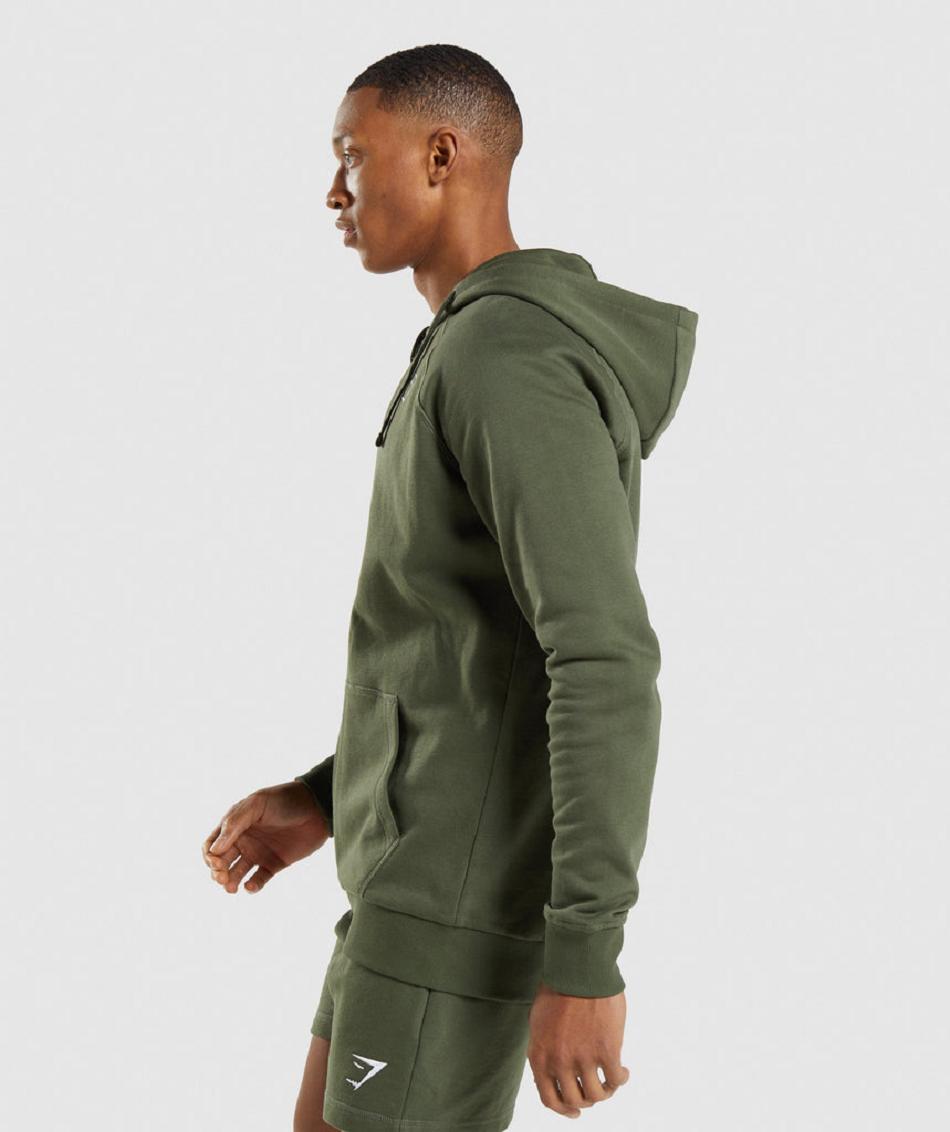 Sudadera Con Capucha Gymshark Crest Zip Up Hombre Verde Oliva | CO 3599NWY